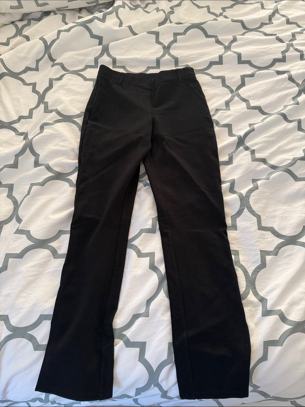 Quince Ultra Stretch Ponte Straight Leg Black Women's Pants — XS